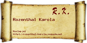 Rozenthal Karola névjegykártya